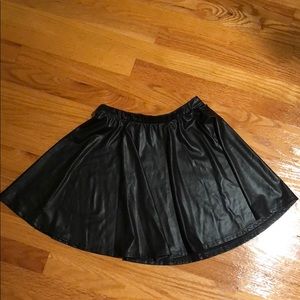 Black Leather Skater Skirt